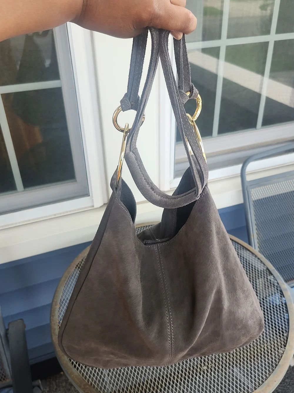 Claudia Firenze Gray Suede Hobo Shoulder Bag Crossbody Made In Italy Euc